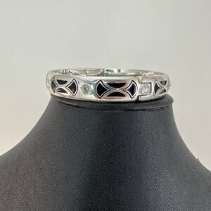 Brighton Capella Magnetic Hinged Bangle Black Enamel Bracelet Preowned